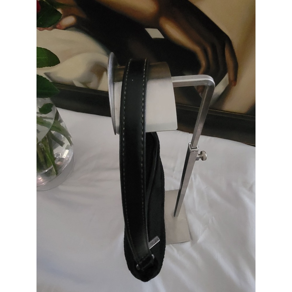 The Sak Black Crochet Shoulder Bag Faux Leather Trim Small Handbag Vintage Style - Picture 4 of 5